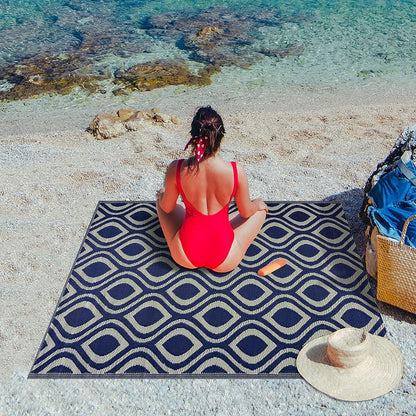Tapis de sol d'extérieur léger et réversible en plastique recyclé Venice