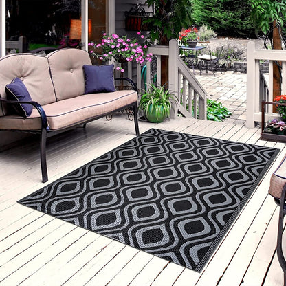 Tapis de sol d'extérieur léger et réversible en plastique recyclé Venice