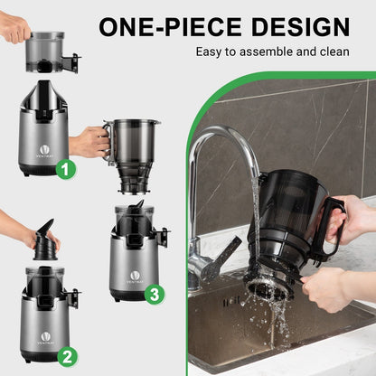 Extracteur de jus à mastication lente Ventray 900, extracteur de jus à pression à froid avec goulotte d'alimentation extra large de 5,1 pouces