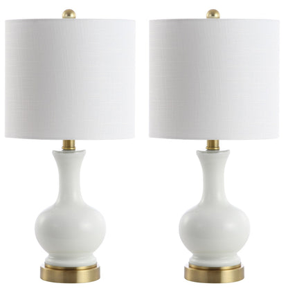 Lampe de table à LED Vermont 22 en verre/métal, blanche (lot de 2) par JONATHAN Y