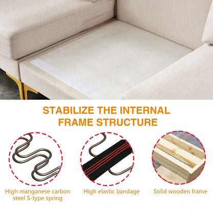 Versatile L Shape Couch with Ottoman - Soft Polyester Fabric for Ultimate Comfort