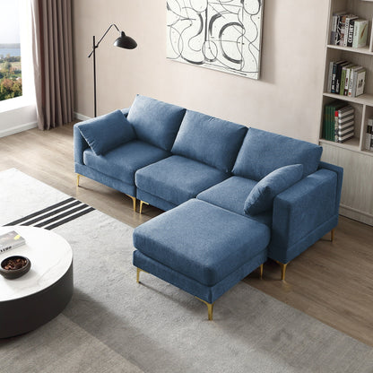 Versatile L Shape Couch with Ottoman - Soft Polyester Fabric for Ultimate Comfort