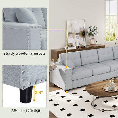 Vintage L-Shaped Modular Sectional Sofa with Removable Cushions and 2 Pillows for Living Room Office