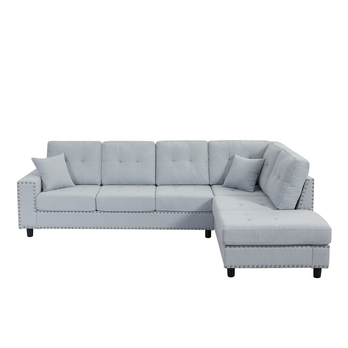 Vintage L-Shaped Modular Sectional Sofa with Removable Cushions and 2 Pillows for Living Room Office
