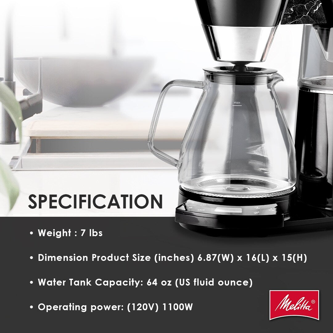 Cafetière filtre Vision Luxe 12 tasses avec tableau de bord rotatif