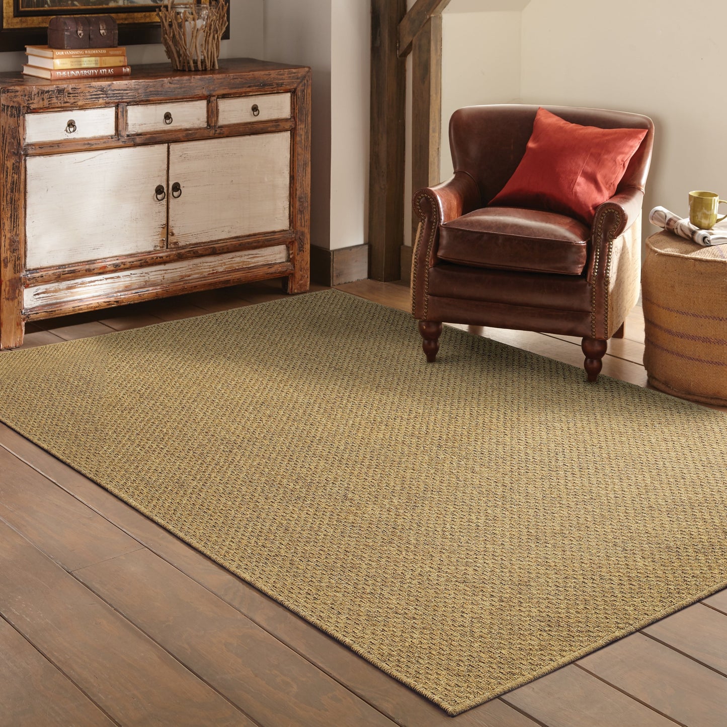Tapis d'intérieur et d'extérieur Vista Home Kauai en tissage panier ton sur ton.