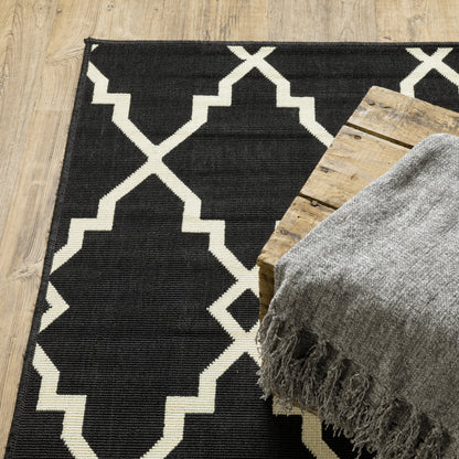 Tapis d'intérieur et d'extérieur Vista Home Malta Lattice noir/blanc cassé.