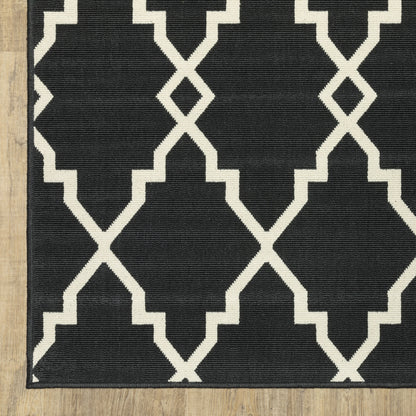 Tapis d'intérieur et d'extérieur Vista Home Malta Lattice noir/blanc cassé.