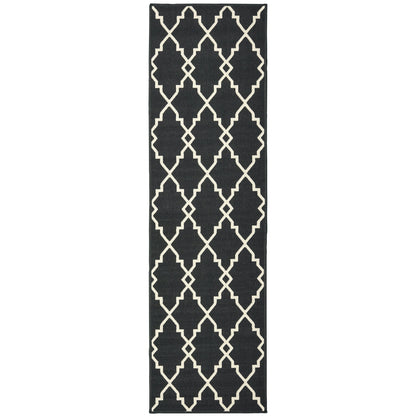 Tapis d'intérieur et d'extérieur Vista Home Malta Lattice noir/blanc cassé.