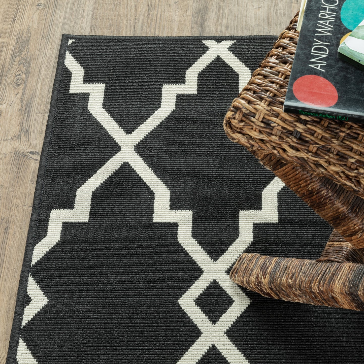 Tapis d'intérieur et d'extérieur Vista Home Malta Lattice noir/blanc cassé.