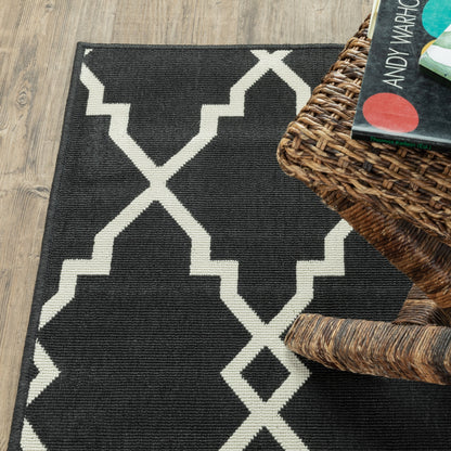 Tapis d'intérieur et d'extérieur Vista Home Malta Lattice noir/blanc cassé.