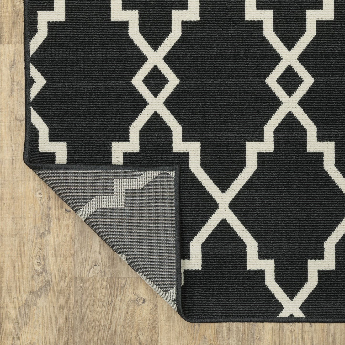 Tapis d'intérieur et d'extérieur Vista Home Malta Lattice noir/blanc cassé.