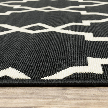 Tapis d'intérieur et d'extérieur Vista Home Malta Lattice noir/blanc cassé.