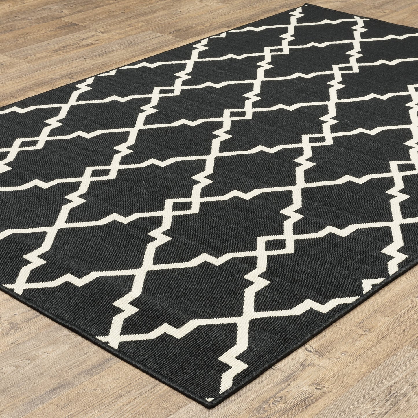 Tapis d'intérieur et d'extérieur Vista Home Malta Lattice noir/blanc cassé.