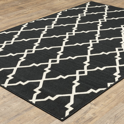 Tapis d'intérieur et d'extérieur Vista Home Malta Lattice noir/blanc cassé.