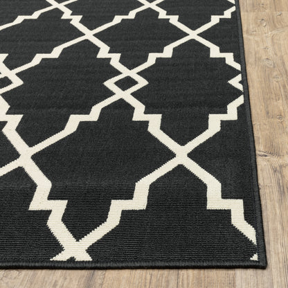 Tapis d'intérieur et d'extérieur Vista Home Malta Lattice noir/blanc cassé.