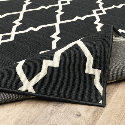 Tapis d'intérieur et d'extérieur Vista Home Malta Lattice noir/blanc cassé.