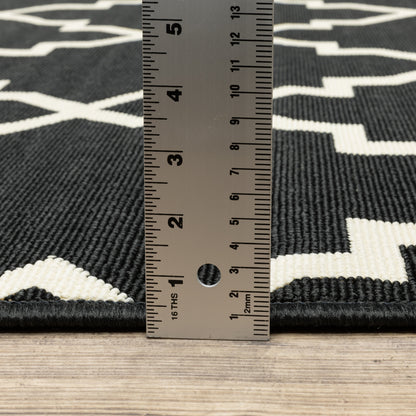 Tapis d'intérieur et d'extérieur Vista Home Malta Lattice noir/blanc cassé.