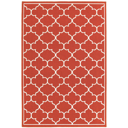 Tapis d'intérieur/extérieur en treillis blanc cassé/rouge brique Vista Home Martinique.