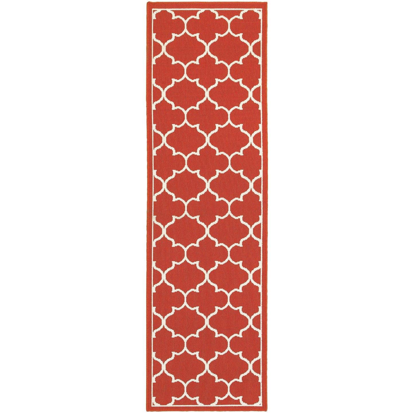 Tapis d'intérieur/extérieur en treillis blanc cassé/rouge brique Vista Home Martinique.
