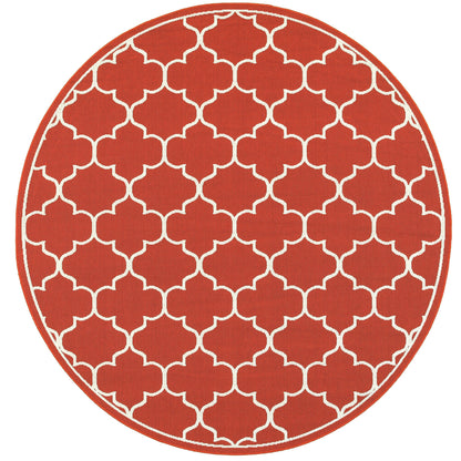Tapis d'intérieur/extérieur en treillis blanc cassé/rouge brique Vista Home Martinique.