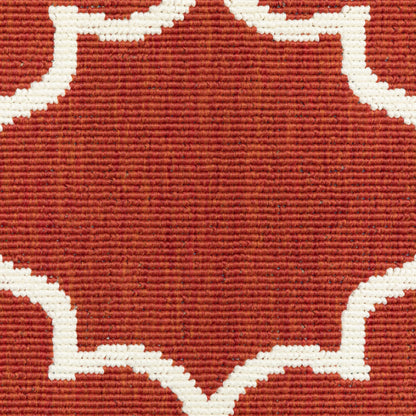 Tapis d'intérieur/extérieur en treillis blanc cassé/rouge brique Vista Home Martinique.