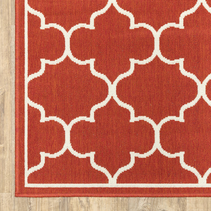 Tapis d'intérieur/extérieur en treillis blanc cassé/rouge brique Vista Home Martinique.
