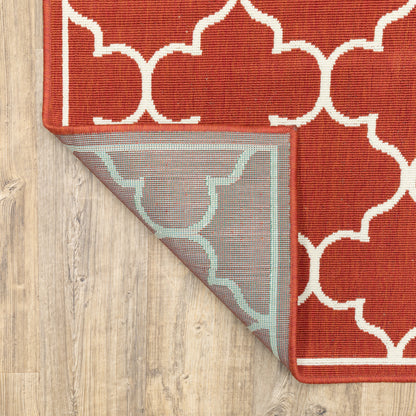 Tapis d'intérieur/extérieur en treillis blanc cassé/rouge brique Vista Home Martinique.