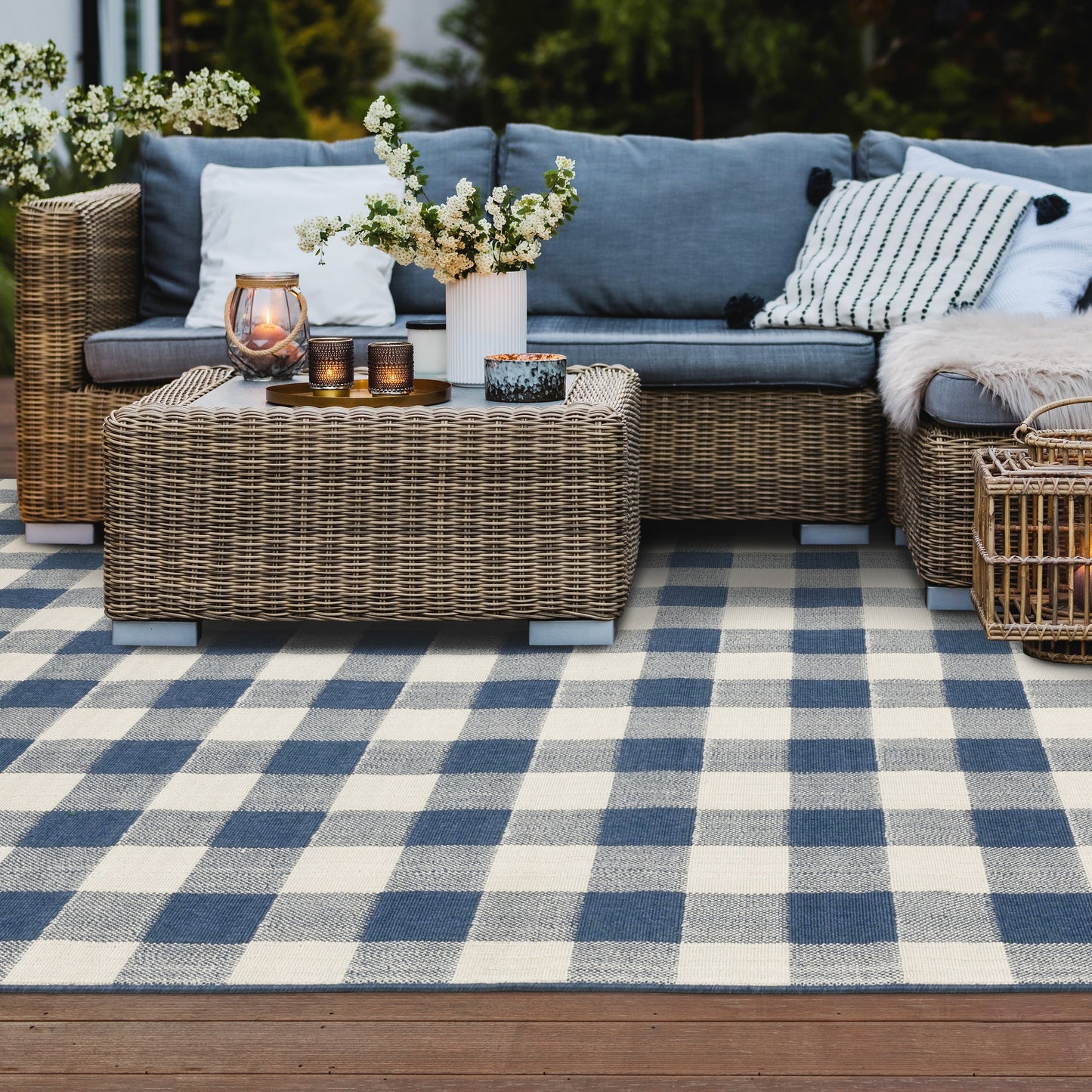 Tapis d'intérieur/extérieur à carreaux vichy de Malte de Vista Home