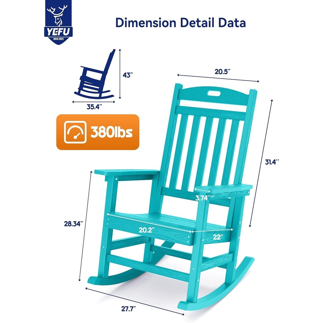 Chaise à bascule d'extérieur toutes saisons WINSOON, lot de 2