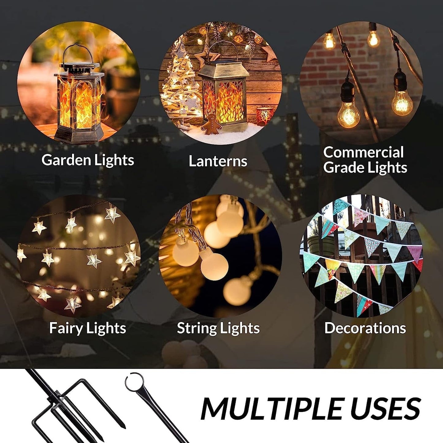Guirlande lumineuse WaLensee de 2,9 m avec crochet pour suspendre des guirlandes lumineuses pour jardin, fête, terrasse, Noël, mariage