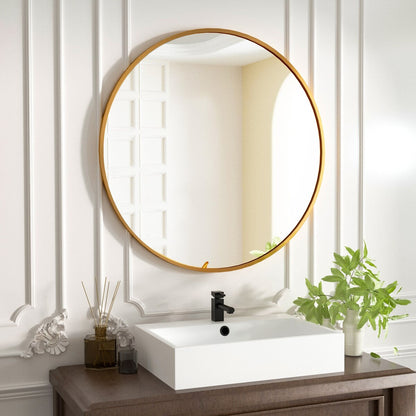 Miroir rond mural de salle de bain YVANLA avec cadre en métal
