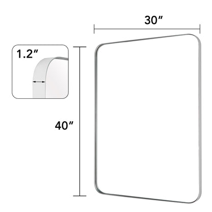 Miroir mural de salle de bain avec coin arrondi (1 pièce)