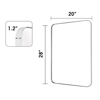Miroir mural de salle de bain avec coin arrondi (1 pièce)