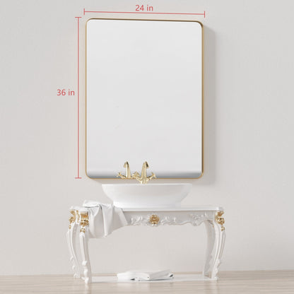 Miroir mural de salle de bain avec coin arrondi (1 pièce)