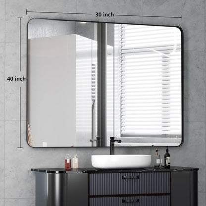 Miroir mural de salle de bain avec coin arrondi (1 pièce)