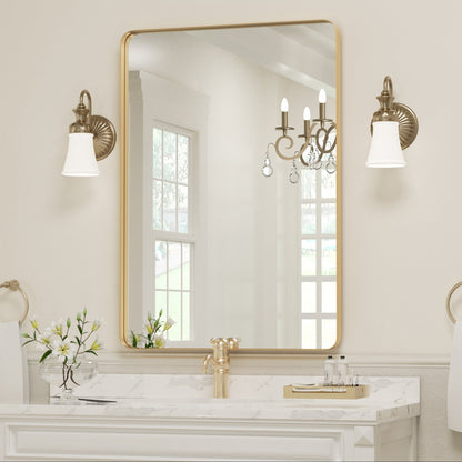 Miroir mural de salle de bain avec coin arrondi (1 pièce)