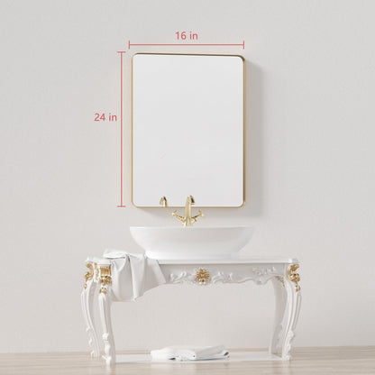 Miroir mural de salle de bain avec coin arrondi (1 pièce)