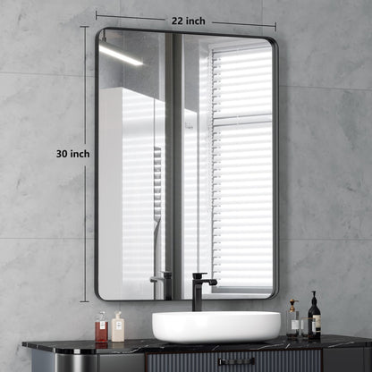 Miroir mural de salle de bain avec coin arrondi (1 pièce)