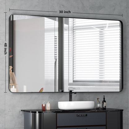 Miroir mural de salle de bain avec coin arrondi (1 pièce)