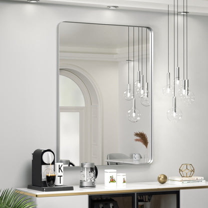 Miroir mural de salle de bain avec coin arrondi (1 pièce)