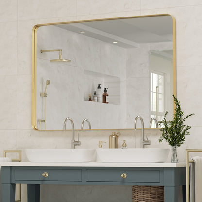 Miroir mural de salle de bain avec coin arrondi (1 pièce)