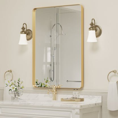 Miroir mural de salle de bain avec coin arrondi (1 pièce)
