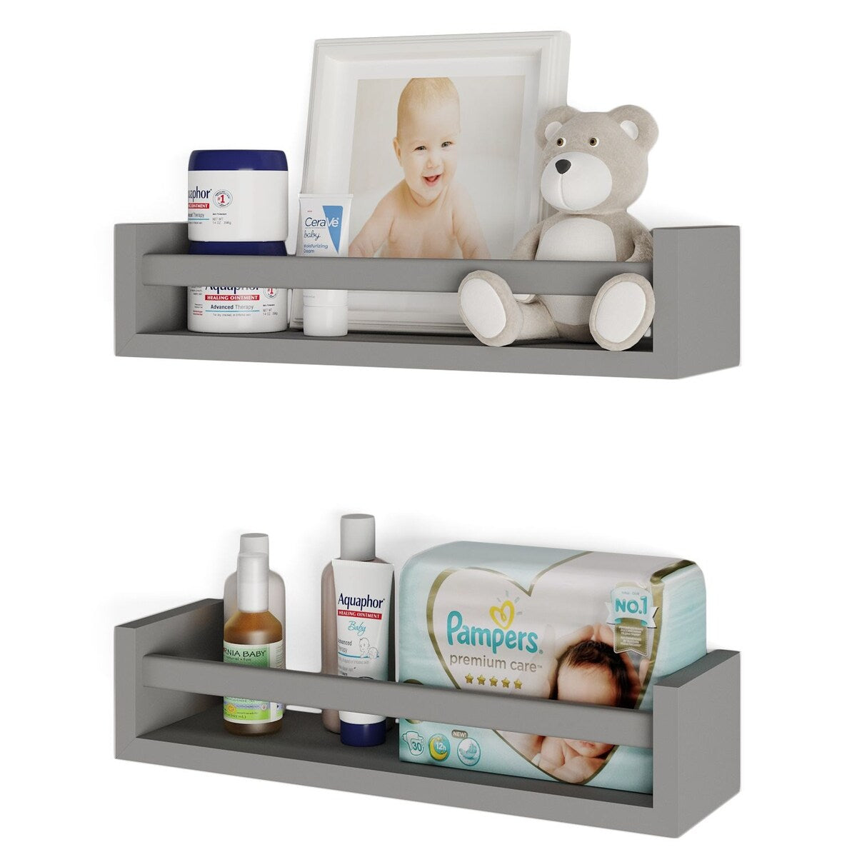 Étagères murales pour enfants Wallniture Elba, rangement pour jouets et bibliothèque en bois, lot de 2 - N/A