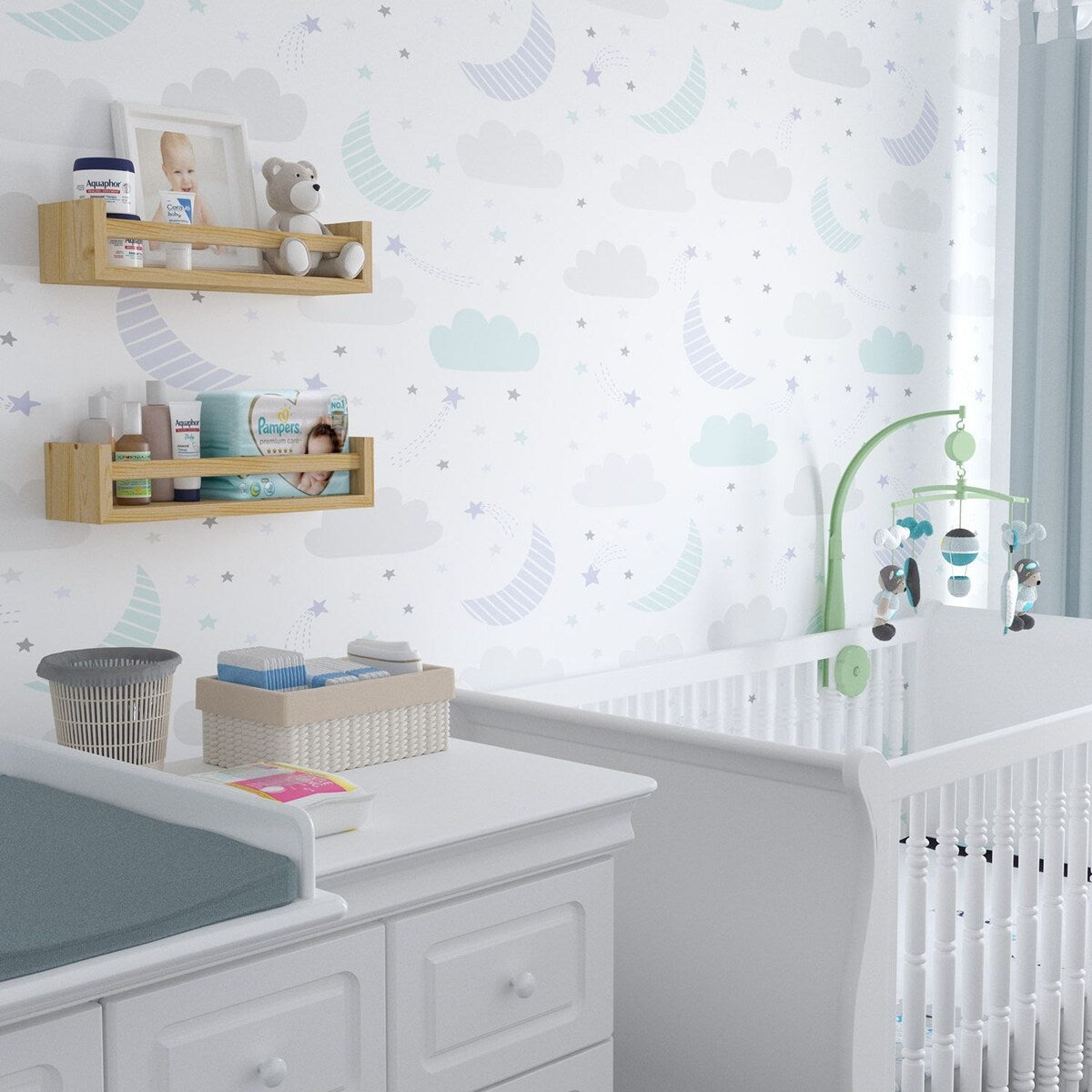 Étagères murales pour enfants Wallniture Elba, rangement pour jouets et bibliothèque en bois, lot de 2 - N/A