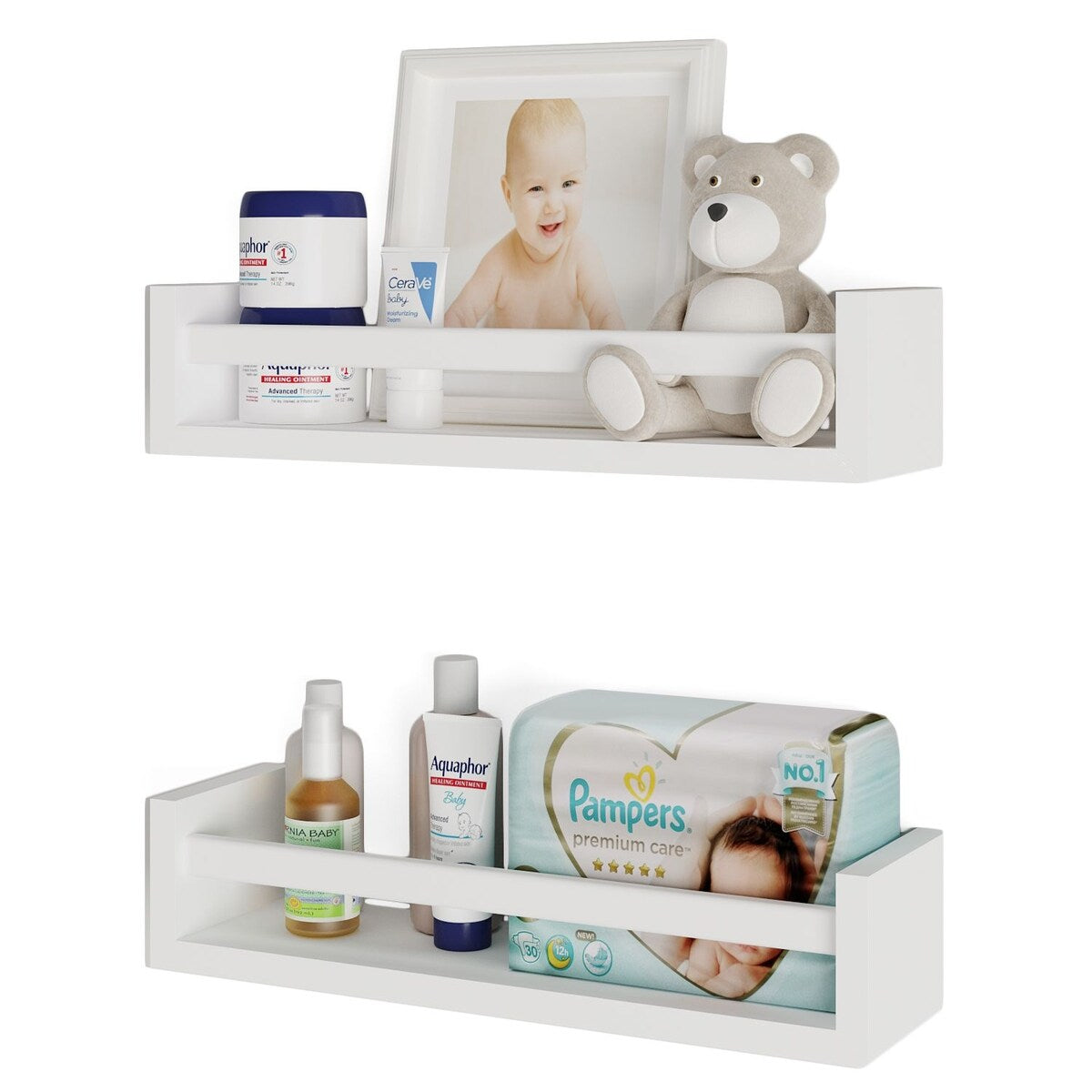 Étagères murales pour enfants Wallniture Elba, rangement pour jouets et bibliothèque en bois, lot de 2 - N/A