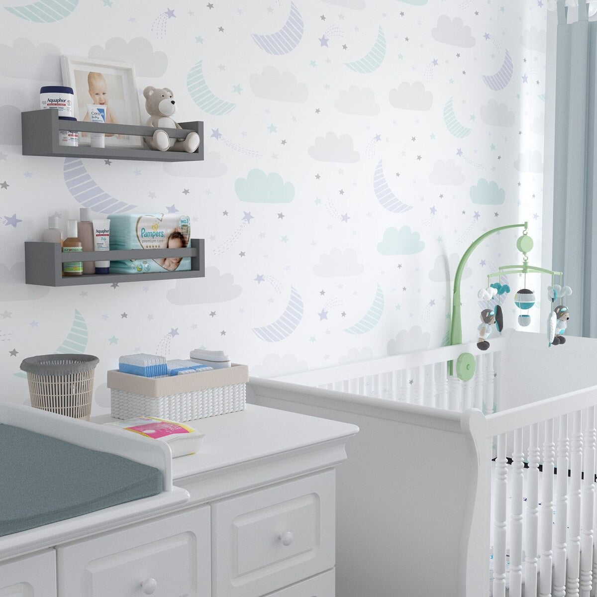 Étagères murales pour enfants Wallniture Elba, rangement pour jouets et bibliothèque en bois, lot de 2 - N/A