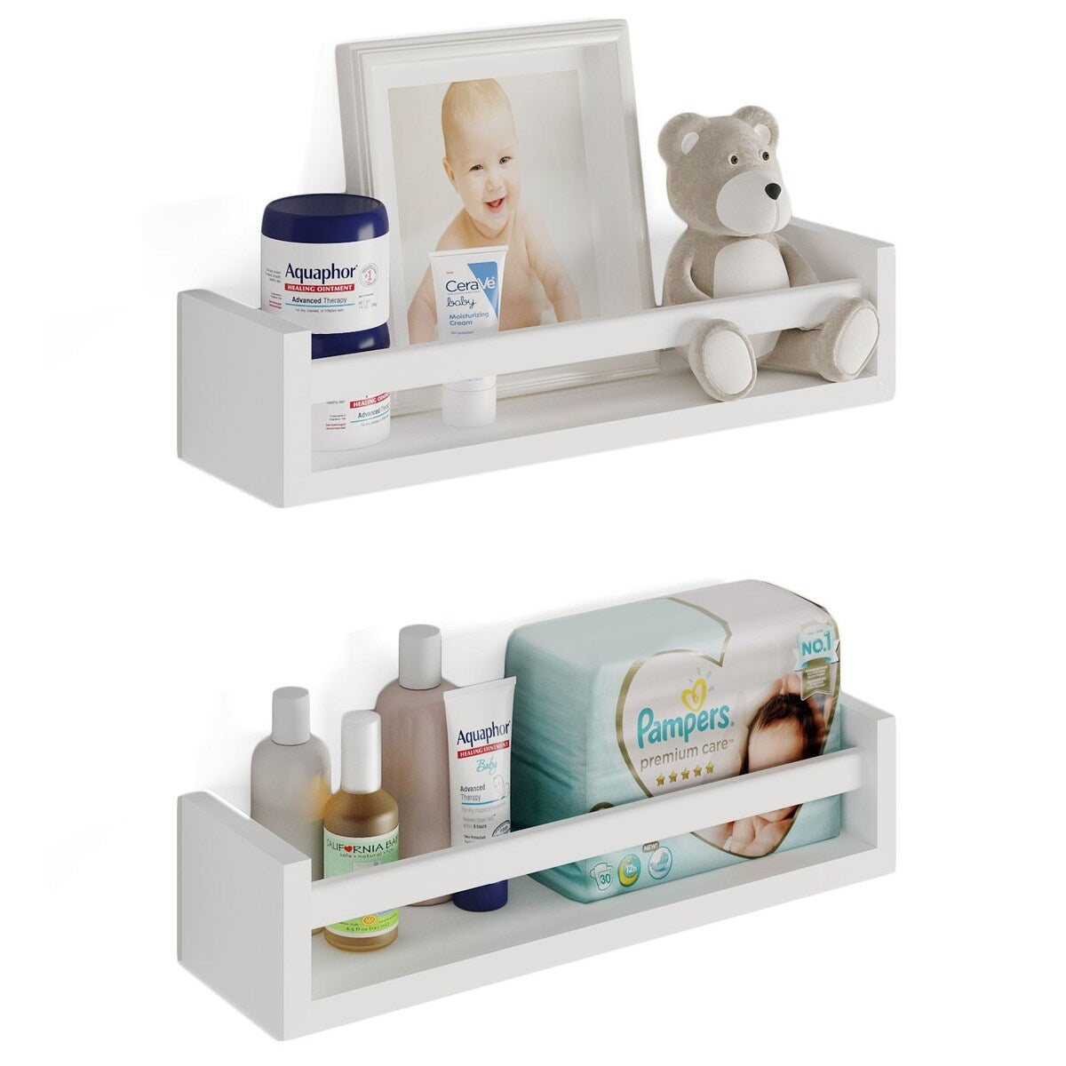 Étagères murales pour enfants Wallniture Elba, rangement pour jouets et bibliothèque en bois, lot de 2 - N/A