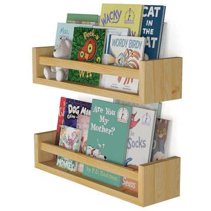 Étagères murales pour enfants Wallniture Elba, rangement pour jouets et bibliothèque en bois, lot de 2 - N/A