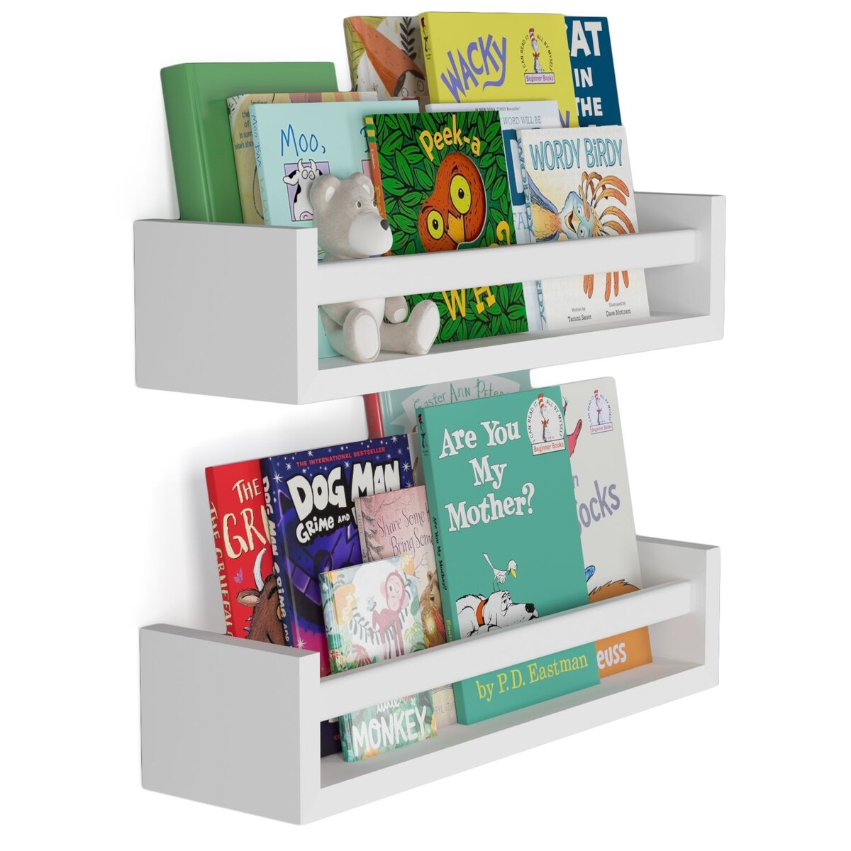 Étagères murales pour enfants Wallniture Elba, rangement pour jouets et bibliothèque en bois, lot de 2 - N/A